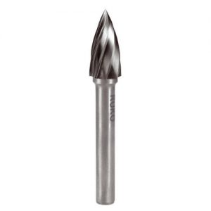 Ruko-116025A-Fresas metal duro Alu forma G-SPG Arco en punta (Ø 6 mm)