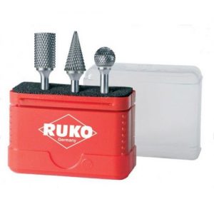 Ruko-116001-Juego de 3 fresas de metal duro con vástago de 6 mm
