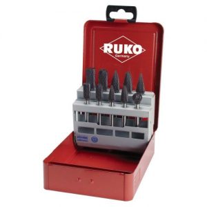 Ruko-116003TC-Juego de 10 fresas de metal duro TiCN con vástago de 6 mm