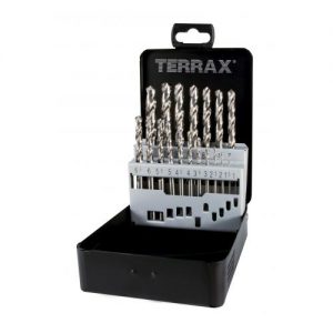 Terrax-A214215-Juegos de 25 brocas DIN 338 tipo N HSS rectificadas