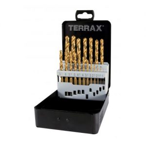 Terrax-A250215T-Juego de 25 brocas DIN 338 Tipo N HSS-TiN rectificadas