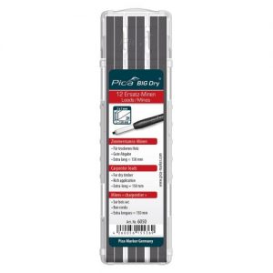Pica-6050-Estuche con 12 minas de carpintero BIG-Dry de grafito 2H