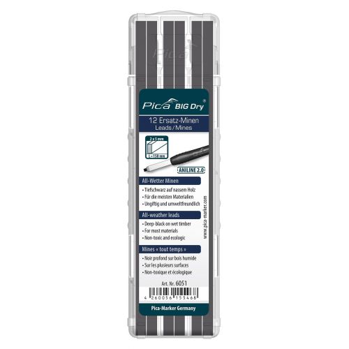 Pica-6051-Estuche de 12 minas BIG-Dry ANLINE 2.0 Grafito/Negro