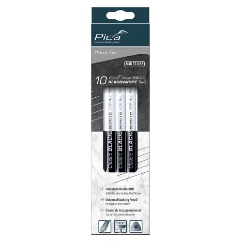 Pica-546/24-10-Lápiz universal Pica Classic Black-White 546 (en caja de 10 uds.)