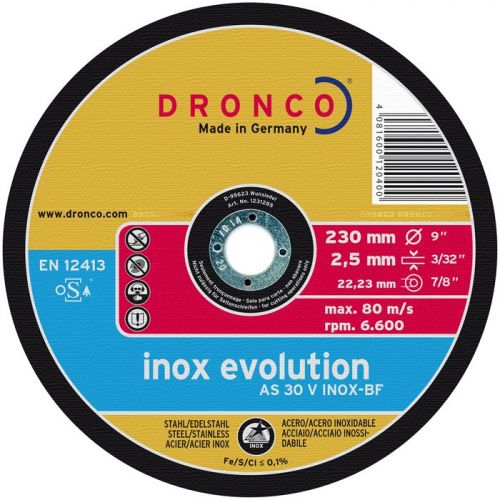 Dronco-AS30VINOX-180-Disco de corte metal AS 30 V INOX Evolution 180 x 2,5 mm(25Uds)