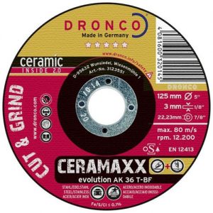 Dronco-AK36T-115-Disco de corte y desbaste Ceramaxx de 115 x 3 mm(10Uds)