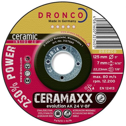 Dronco-AK24V-125-Disco de desbaste CeraMaxx de 125 x 7 mm(10Uds)