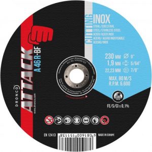 Dronco-A46RATTACK-230-Disco de corte de 230 x 1,9 mm(25Uds)