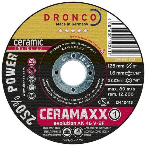 Dronco-AK46V-125-Disco de corte ultra rápido CeraMaxx de 125 x 1,6 mm(25Uds)