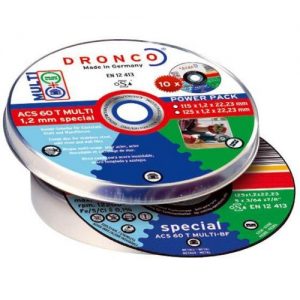 Dronco-ACS60TMULTI115PACK-Lata de 10 discos de corte metal 115 x 1,2 mm ACS 60 T Multi Special