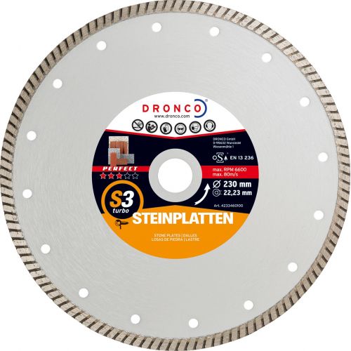 Dronco-S3TURBO-230-Disco de diamante Perfect S3 Turbo Placas de piedra (Antes TURBOF) Ø 230 mm