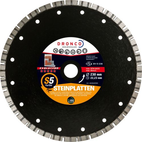 Dronco-S5TURBO-125-Disco de diamante Evolution S5 Turbo Placas de piedra (Antes EVT) Ø 125 mm