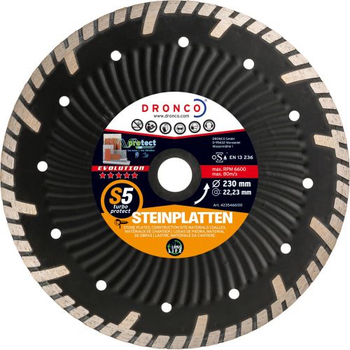 Dronco-S5TURBOPROTECT-230-Disco de diamante Evolution S5 Turbo Protect Placas de piedra Ø 230 mm