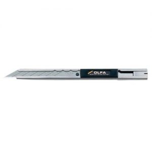 Olfa-SAC-1-Cúter con bloqueo automático, mango de acero inoxidable y cuchilla de 9 mm de ángulo de corte 30º