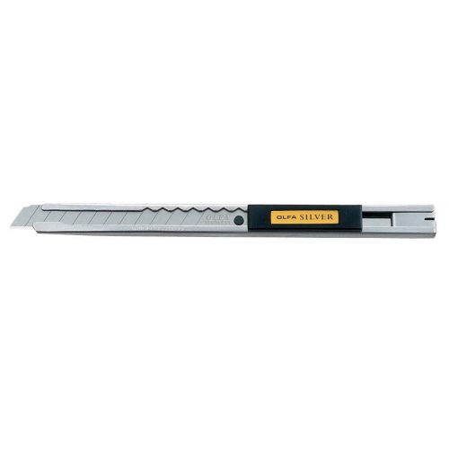 Olfa-SVR-1-Cúter con bloqueo automático, mango de acero inoxidable y cuchilla de 9 mm