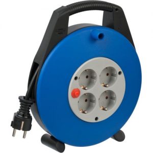 Brennenstuhl-1093230-Enrollacables Vario Line 4 tomas IP20 H05VV-F3G1,5 con cable de 10 m (azul)