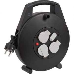 Brennenstuhl-1093200600-Enrollacables Vario-Line con función de carga USB negro IP20 H05VV-F3G1,5 con cable de 10 m