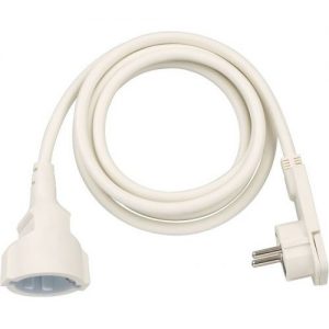 Brennenstuhl-1168980220-Alargador eléctrico IP20 H05VV-F3G1,5 de 2 m (Blanco) con clavija plana