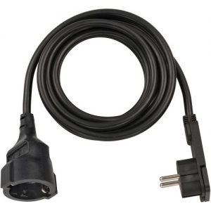 Brennenstuhl-1168980030-Alargador eléctrico IP20 H05VV-F3G1,5 de 3 m (Negro) con clavija plana