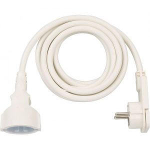 Brennenstuhl-1168980230-Alargador eléctrico IP20 H05VV-F3G1,5 de 3 m (Blanco) con clavija plana