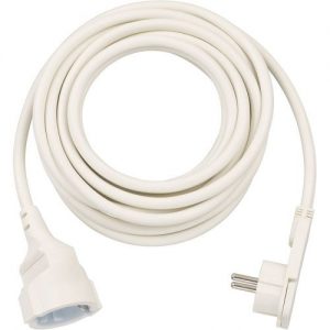 Brennenstuhl-1168980250-Alargador eléctrico IP20 H05VV-F3G1,5 de 5 m (Blanco) con clavija plana