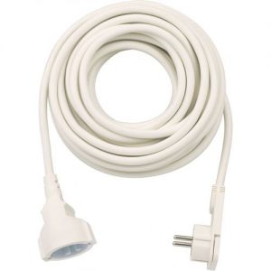 Brennenstuhl-1168980210-Alargador eléctrico IP20 H05VV-F3G1,5 de 10 m (Blanco) con clavija plana