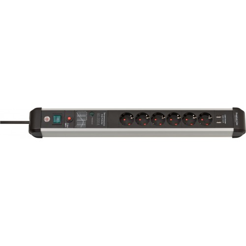 Brennenstuhl-1391010610-Base múltiple con protección contra sobretensión y carga USB Premium-Protect-Line