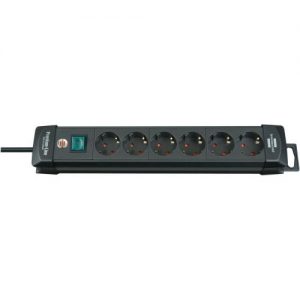 Brennenstuhl-1951160100-Base múltiple Premium-Line negra con varias posibilidad de instalación y fijación (6 tomas)