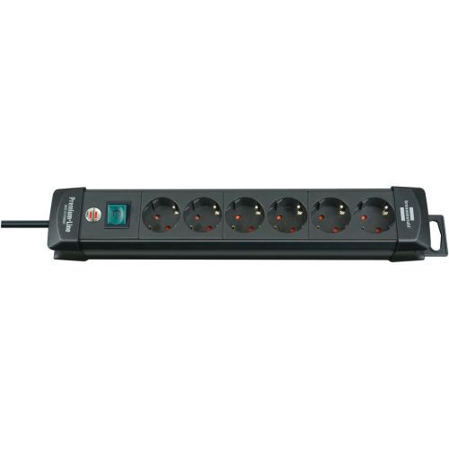 Brennenstuhl-1951160100-Base múltiple Premium-Line negra con varias posibilidad de instalación y fijación (6 tomas)