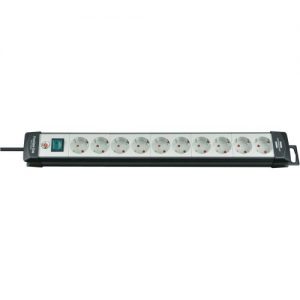 Brennenstuhl-1951500100-Base múltiple Premium-Line gris claro/ negra con varias posibilidad de instalación y fijación (10 tomas y 3 m)
