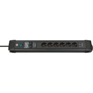 Brennenstuhl-1156000536-Base múltiple con protección contra sobretensión Premium-Line (color negro y 6 tomas + 2 puertos USB)