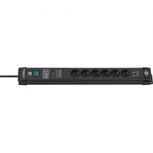Brennenstuhl-1951160606-Regleta de 6 tomas + 2 USB con protección contra sobretensiones y cable de 3 m