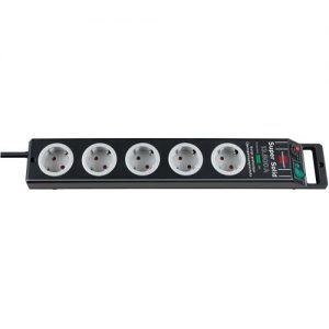 Brennenstuhl-1153380315-Base múltiple con protección contra sobretensión Super-Solid negra (5 tomas)