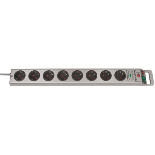 Brennenstuhl-1153340318-Base múltiple con protección contra sobretensión Super-Solid color plata (8 tomas)