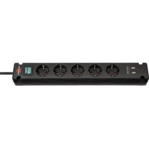 Brennenstuhl-1150660315-Base múltiple Bremounta con puertos USB apta para montaje fijo (color negro)
