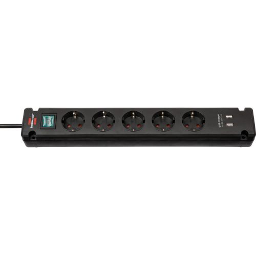 Brennenstuhl-1150660315-Base múltiple Bremounta con puertos USB apta para montaje fijo (color negro)