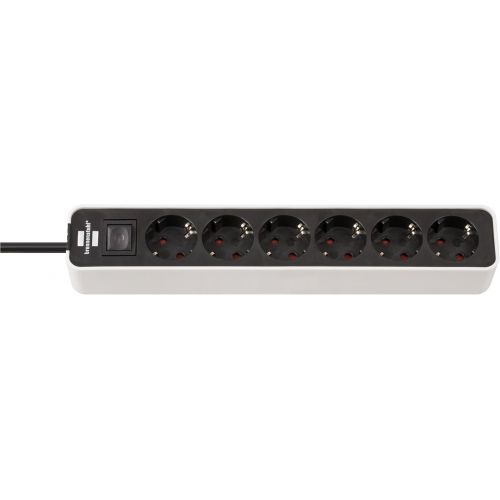 Brennenstuhl-1153260020-Base múltiple Ecolor blanca/ negra con diseño compacto (6 tomas)