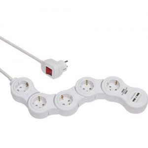 Brennenstuhl-1155350210-Base múltiple maniobrable Vario-Power con puertos USB