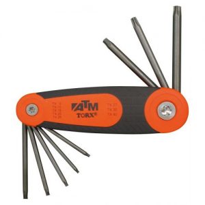 ATM Llaves a Vasos-A1501-Juego de 8 llaves Torx en soporte tipo navaja (T9-T40)