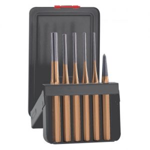 ATM Percusión-425161D-Juego de 5 botadores cilíndricos de 150 mm + 1 granete de 120 mm serie dorada