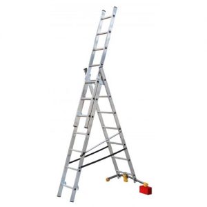 Hailo-1420-801-Escalera combinada de 3 tramos con estabilizador curvo HobbyLOT (3x7)