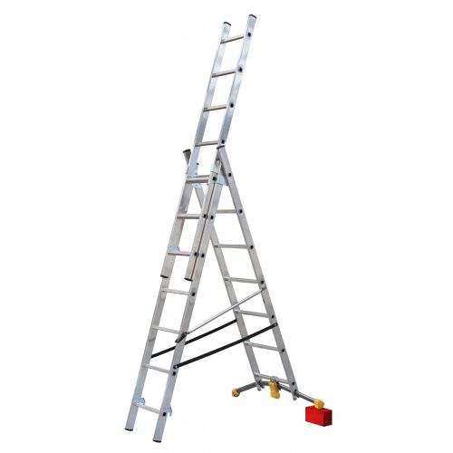 Hailo-1420-801-Escalera combinada de 3 tramos con estabilizador curvo HobbyLOT (3x7)