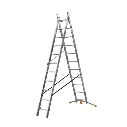 Hailo-1412-801-Escalera combinada de 2 tramos con estabilizador curvo HobbyLOT (2x9)