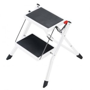 Hailo-4310-001-Taburete de acero MK60 StandardLine Blanco (2 peldaños)