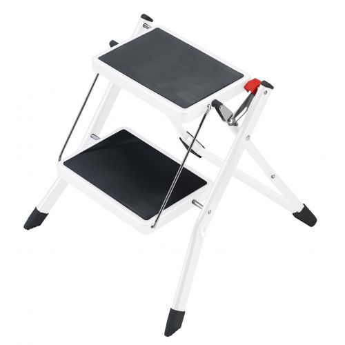Hailo-4310-001-Taburete de acero MK60 StandardLine Blanco (2 peldaños)
