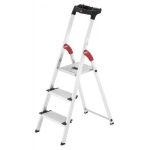 Hailo-5_8813-001-Escalera de tijera de aluminio con peldaño ancho XXL EasyClix (3 peldaños)