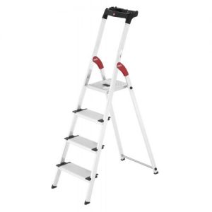 Hailo-5_8814-001-Escalera de tijera de aluminio con peldaño ancho XXL EasyClix (4 peldaños)