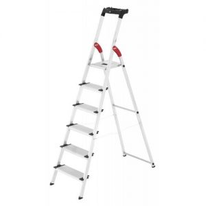 Hailo-5_8816-001-Escalera de tijera de aluminio con peldaño ancho XXL EasyClix (6 peldaños)
