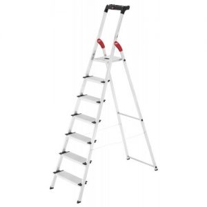 Hailo-5_8817-001-Escalera de tijera de aluminio con peldaño ancho XXL EasyClix (7 peldaños)