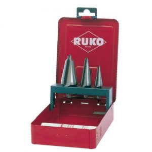 Ruko-101020-Juego 3 brocas cónicas HSS + Pasta de corte 30 g